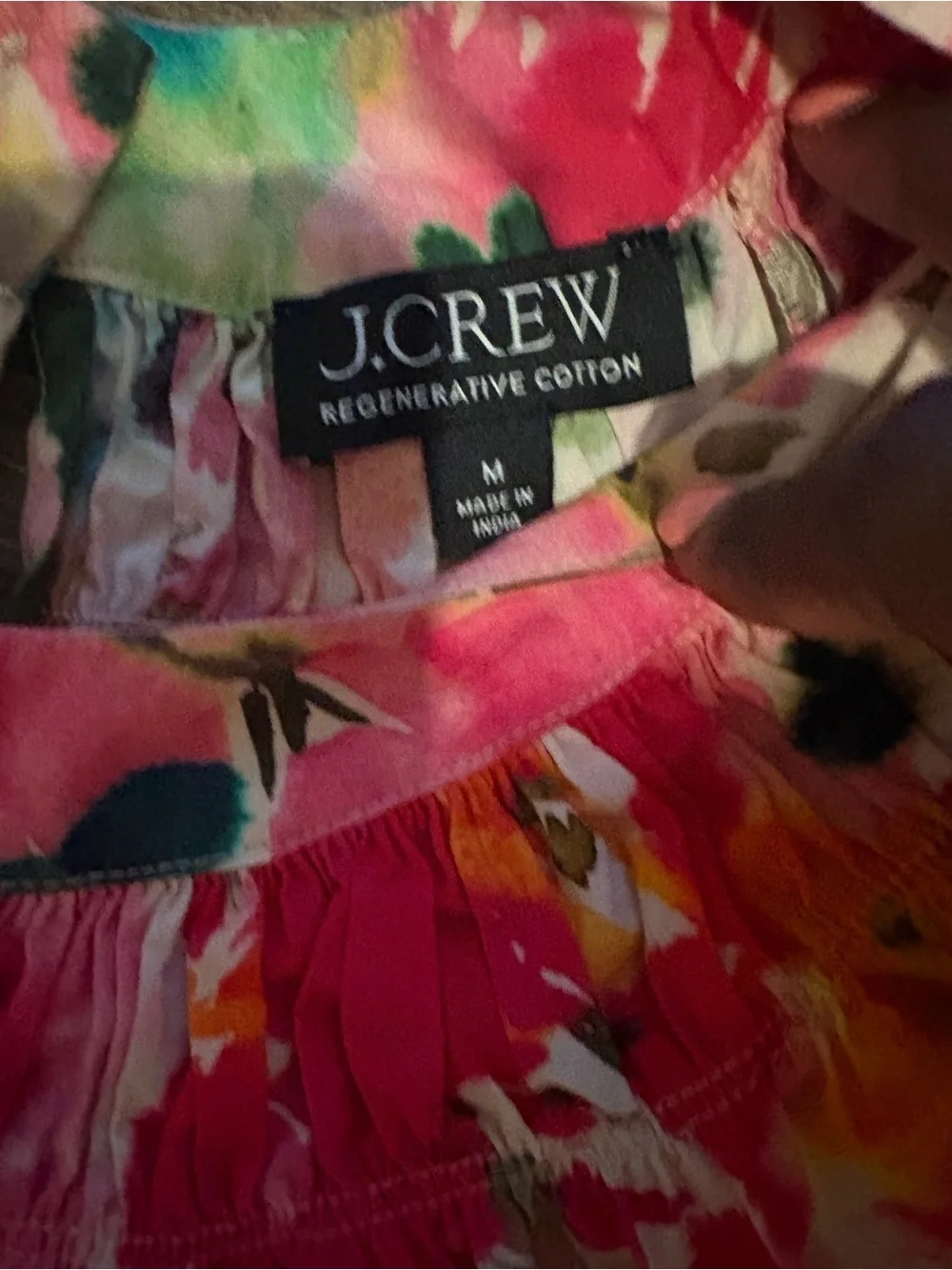 J. Crew Pink Floral Short-Sleeve Peasant Top
